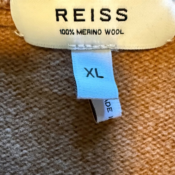 Reiss Men's Camel 100% Merino Wool Crewneck Sweater Size XL - Picture 9 of 12
